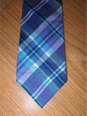 Ralph Lauren Linen Silk Tie Purple Multicolor Plaid Handmade